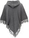 Einfarbiger Poncho Boho chic, Andenponcho aus Baumwolle - anthrazit 