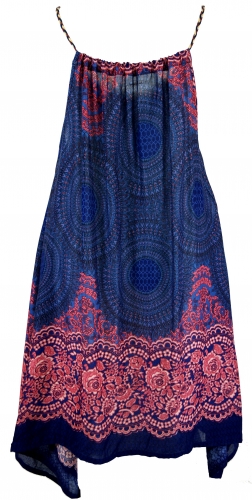 Boho Mandala Midikleid, Trägerkleid, Strandkleid für starke Frauen - blau/fuchsia