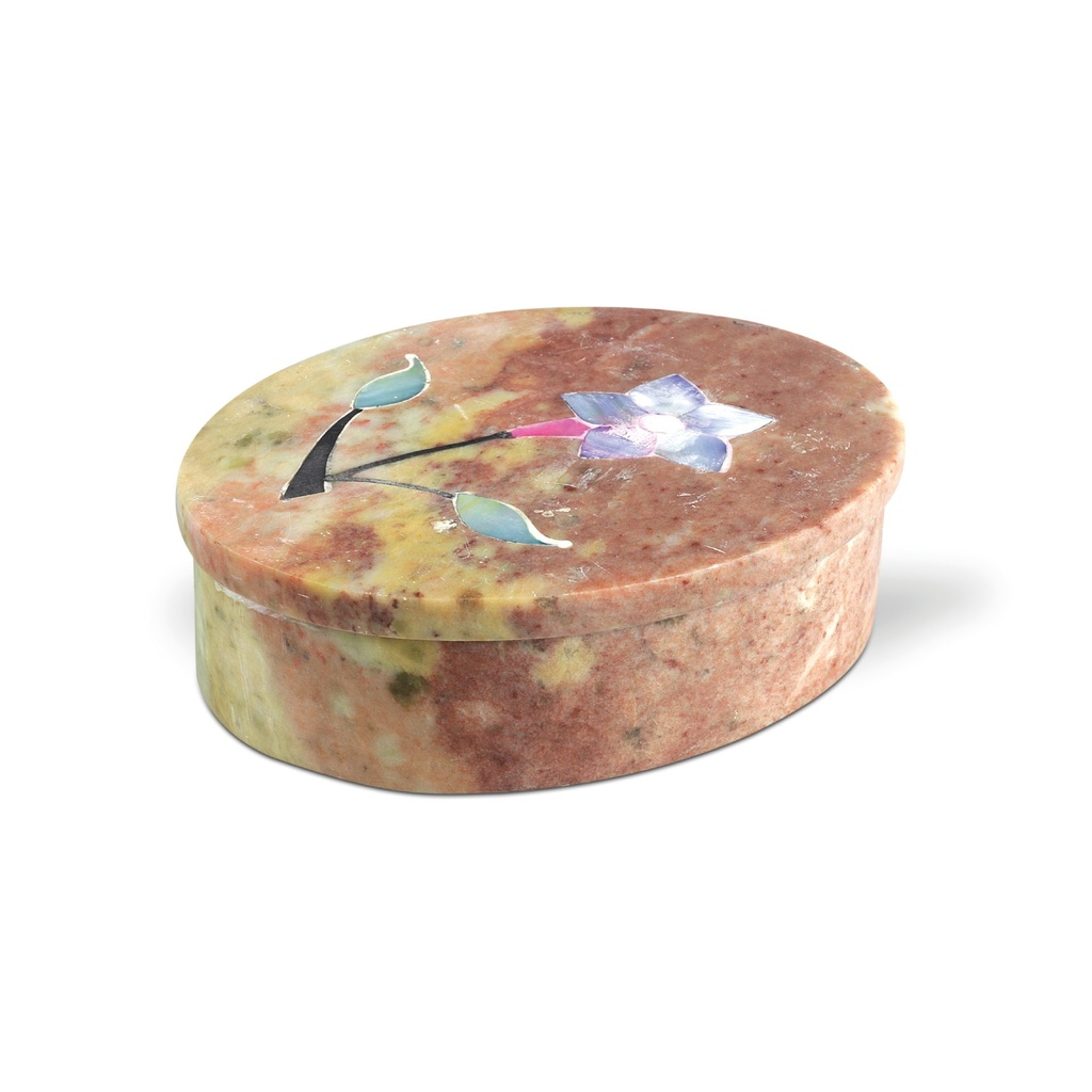 Box Marmor oval 'Blume' 10x8x3