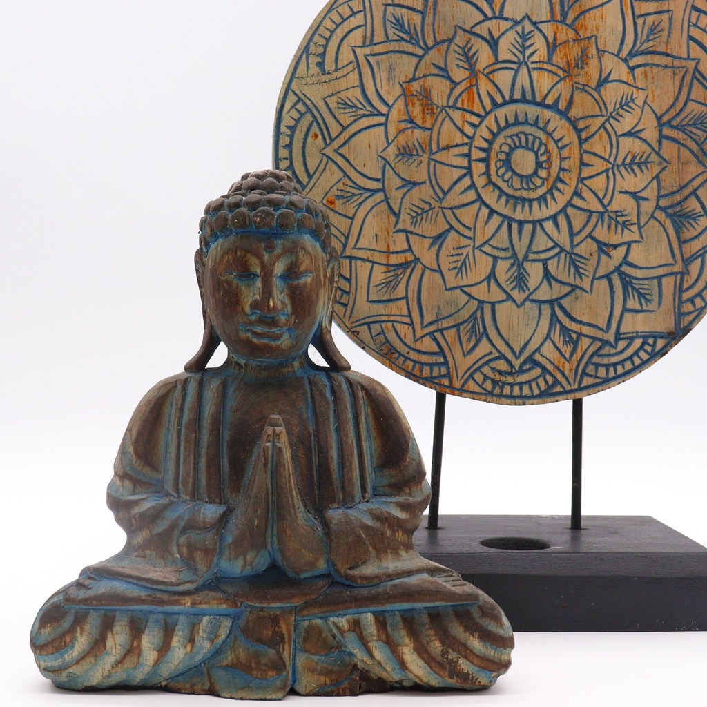 Buddha Feng Shui Set - Blumenmandala - Blau