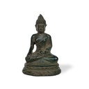 Figur 'sitzender Buddha', antik grün, H 6 cm, B 4 cm, L 3 cm