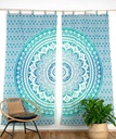 Vorhang Ombre Mandala türkis Breite 210cm x Höhe 220cm + Schlaufe 10cm