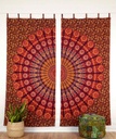 Vorhang Pfauenfeder Mandala rot orange gelb Breite 210cm x Höhe 220cm + Schlaufe 10cm