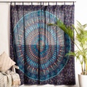 Vorhang Elefanten Mandala blau türkis Breite 210cm x Höhe 220cm + Schlaufe 10cm