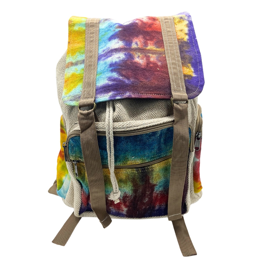 Großer quadratischer Rucksack aus Tiedye-Hanf