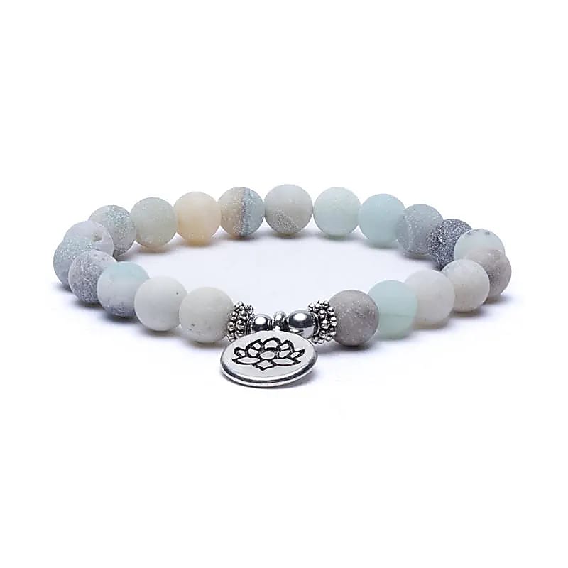 Mala/Armband Amazonit - elastisch - mit Lotus -- 0.8 cm