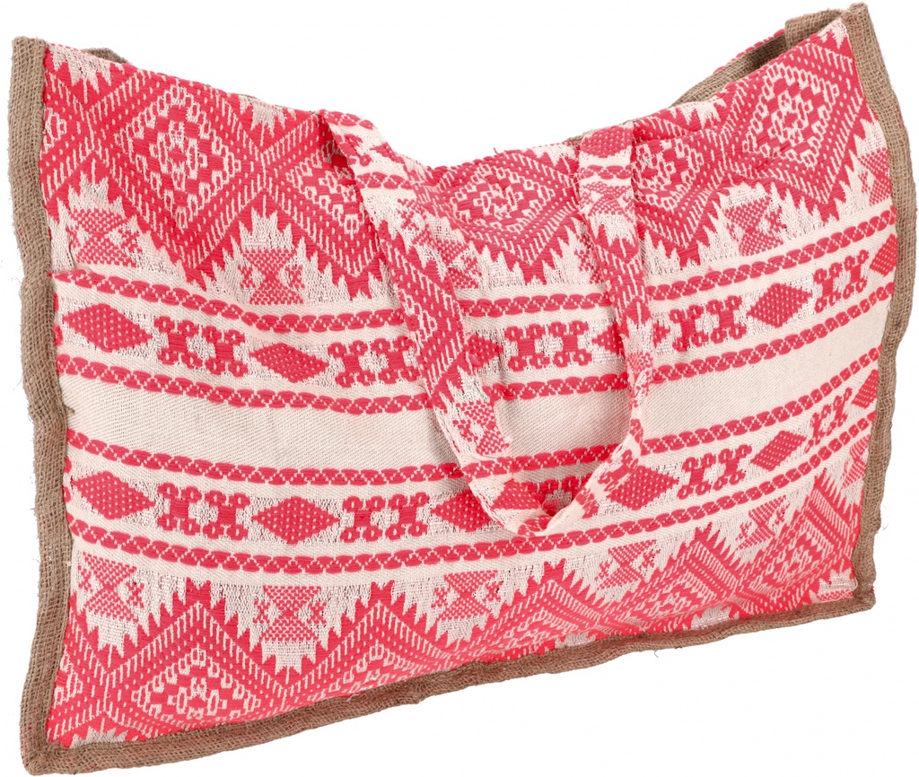 Riesige Boho Strandtasche, Shopper, Einkaufstasche - pink - 47x60x10 cm