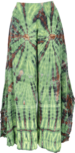 Boho Batik Hosenrock, weite Sommerhose - grün - 