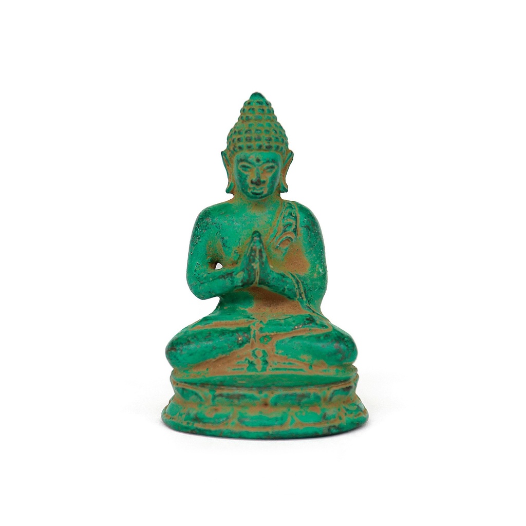 kleiner Bronze-Buddha grün 4x4x7cm