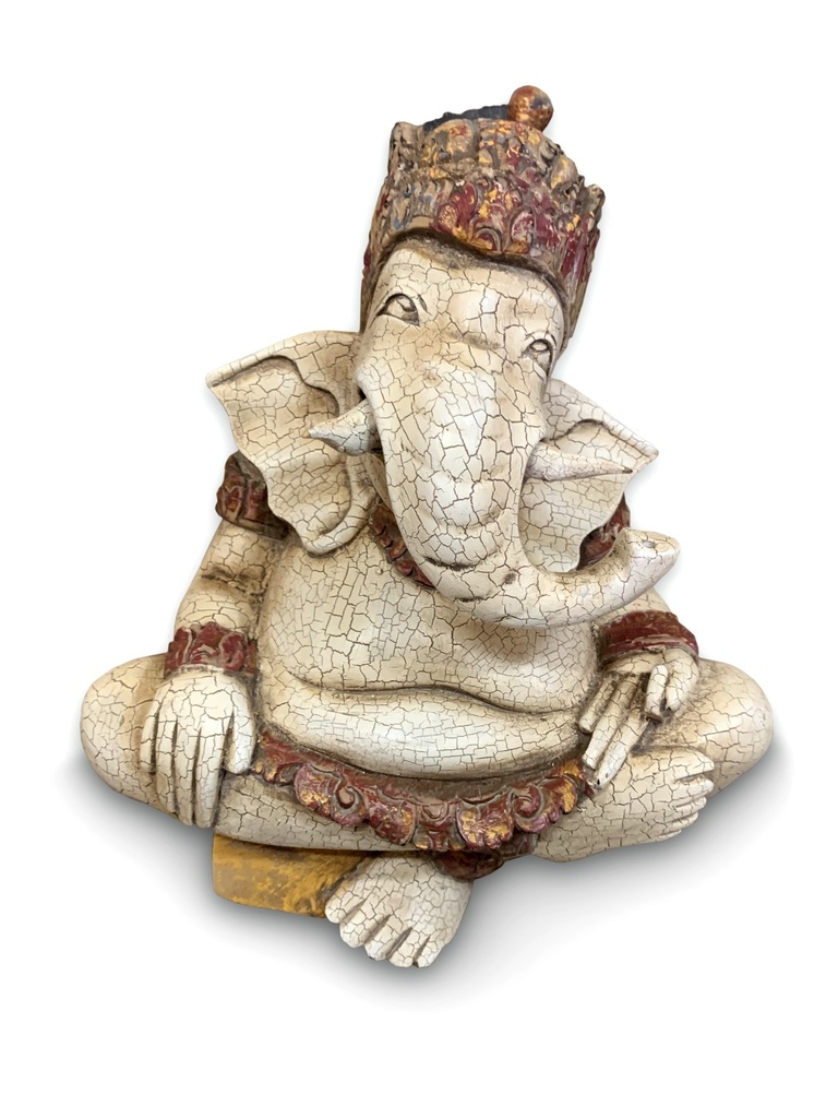 Ganesha cracked wß 19x10x21cm