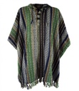 Poncho Hippie chic, Ethno Poncho, Andenponcho - grün/schwarz 