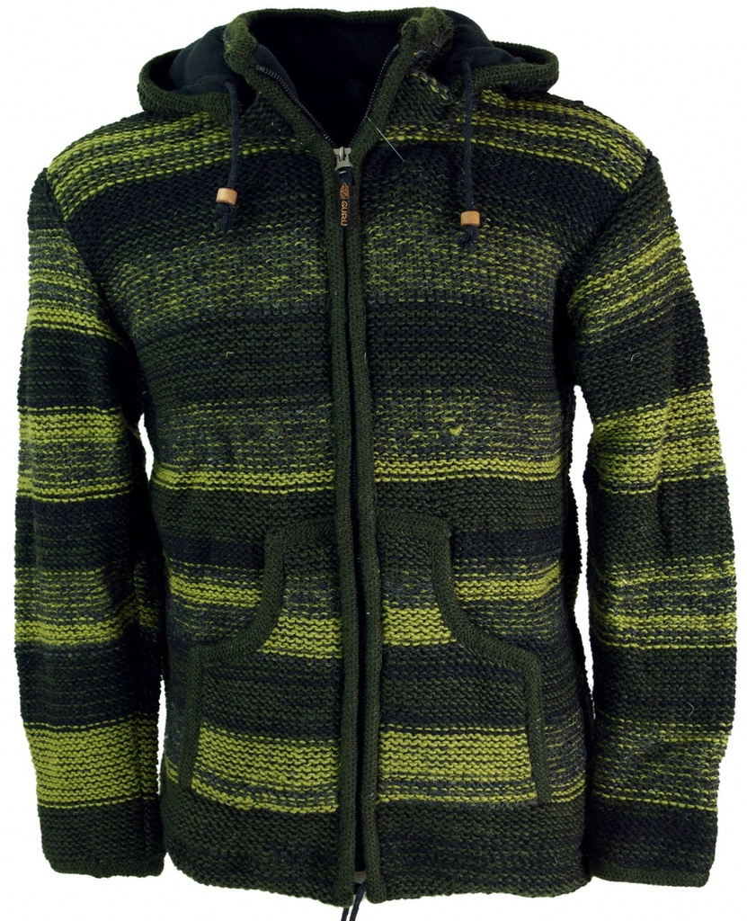 Strickjacke Wolljacke Nepaljacke Batik olive - Modell 25 Größe XXL 