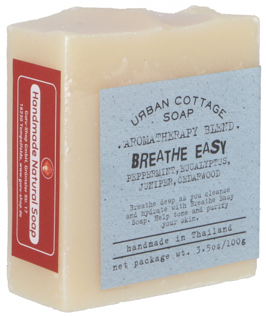 Handgemachte Aromatherapie Duftseife BREATHE EASYY, 100 g, Fair Trade - Pfefferminz-Eukalyptus-Wacholder-Zeder