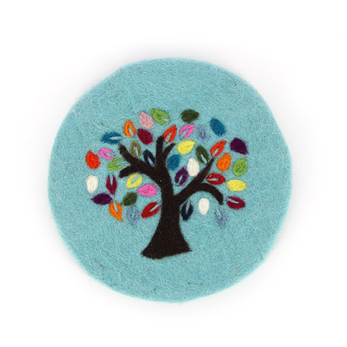 Topfuntersetzer TREE OF LIFE HELLBLAU, Filz