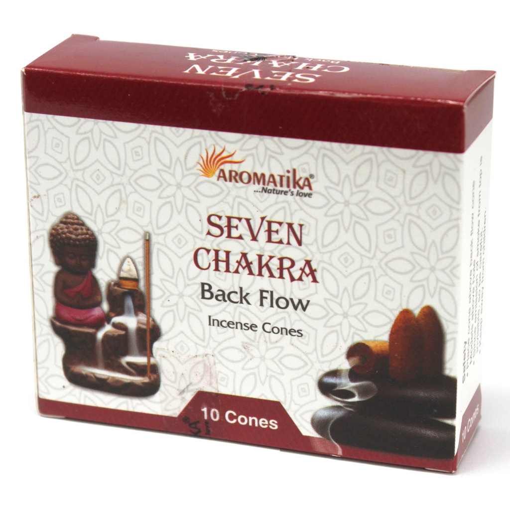 10x Aromatica Backflow Räucherkegel – 7 Chakras