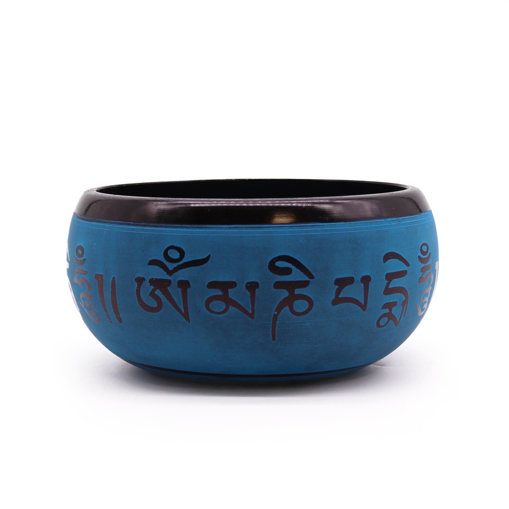 Klangschale aus Erdpulver – Blue Mantra Five Buddha – 16 cm