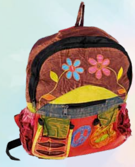 Rucksack Rot Peace & Ohm 40x32cm