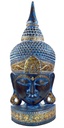 Stehende Buddha Maske, Thai Buddha Statue - blau/gold - 74x27x13 cm