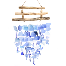 [GWC-03] Windspiel aus recyceltem Glas – All Blues 30x70cm