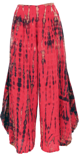 [52585] Boho Batik Hosenrock, weite Sommerhose - rot - 