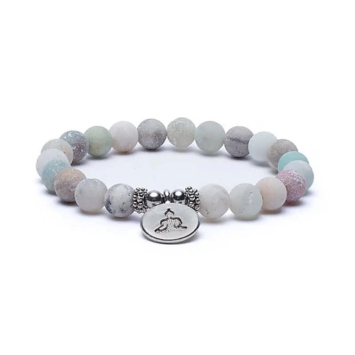 [12145] Mala/Armband Amazonit - elastisch - mit Buddha