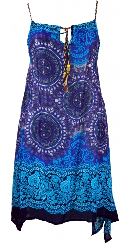 [G38170] Boho Mandala Midikleid, Trägerkleid, Strandkleid für starke Frauen - türkis/blau